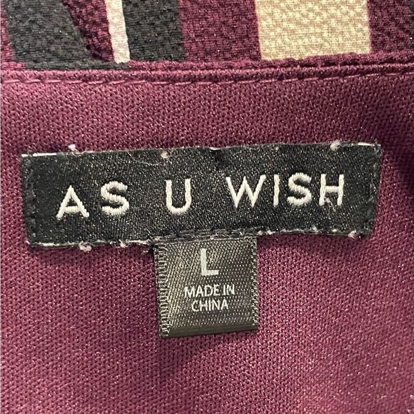 As U Wish V-Neck Tie Front Cropped Jumpsuit Purple Tan Stripe Size Large - Picture 9 of 10